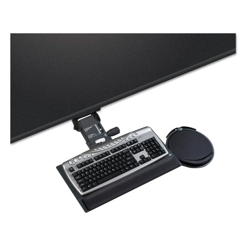 Image of Leverless Lift N Lock Keyboard Tray, 19w x 10d, Black