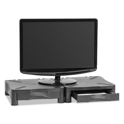 Image of Monitor Stand, 13.25" x 13.5" x 2.75" to 4", Black, Supports 60 lbs