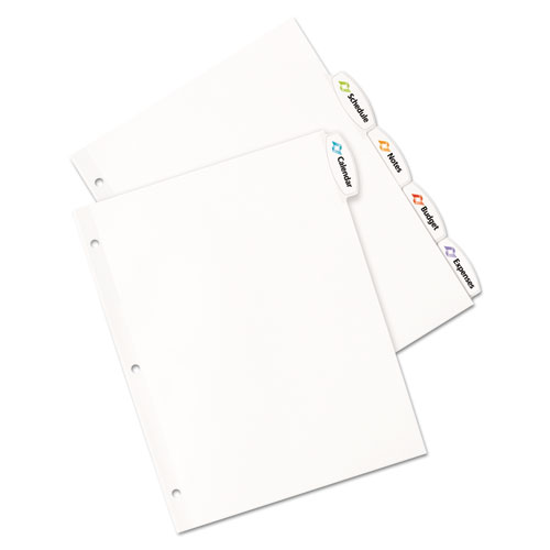 Image of Big Tab Printable White Label Tab Dividers, 5-Tab, 11 x 8.5, White, 20 Sets