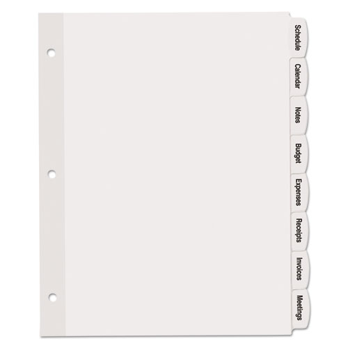 Image of Big Tab Printable White Label Tab Dividers, 8-Tab, 11 x 8.5, White, 20 Sets