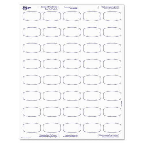 Image of Big Tab Printable White Label Tab Dividers, 8-Tab, 11 x 8.5, White, 20 Sets