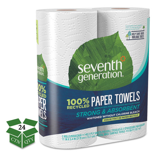 100% Recycled Paper Towel Rolls, 2-Ply, 11 X 5.4 Sheets, 140 Sheets/rl, 24 Rl/ct