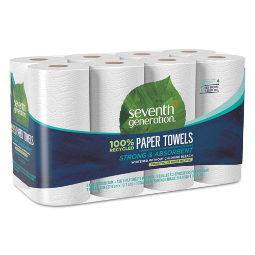 100 Recycled Paper Towel Rolls, 2-Ply, 11 x 5.4 Sheets, 156 Sheets/RL, 8 RL/PK