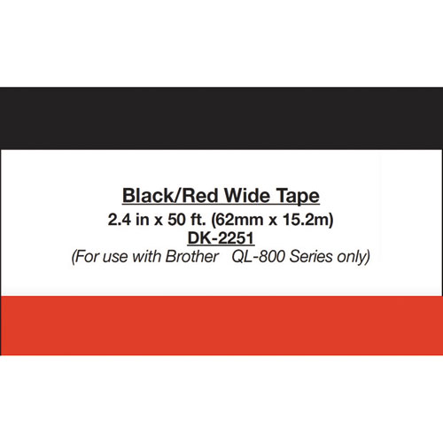 Continuous Paper Label Tape, 2.4" x 50 ft, Black/White