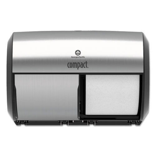 Georgia Pacific® Professional Compact Coreless Side-By-Side 2-Roll Dispenser, 11 X 7.38 X 7.38, Stainless Steel