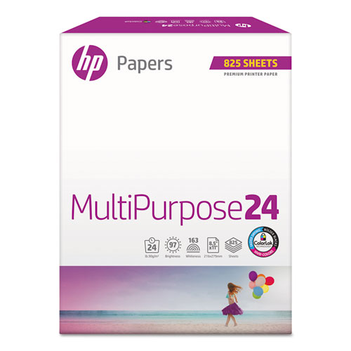 HP Multipurpose Paper, 96 Bright, 20 lb, Letter, White, 2500 Sheets/Carton