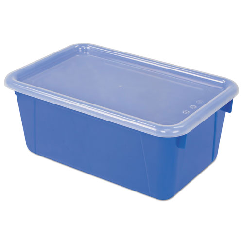 Image of Cubby Bins with Clear Lids, 12.25" x 7.75" x 5.13", Blue, 6/Pack