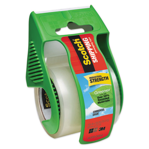 Image of Greener Commercial Grade Packaging Tape with Dispenser, 1.5" Core, 1.88" x 58.33 ft, Clear