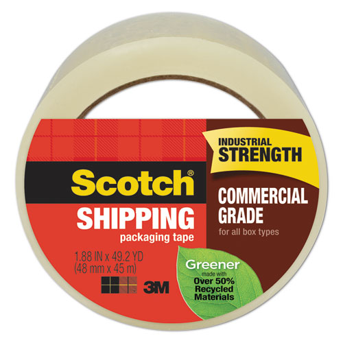 Scotch® Greener Commercial Grade Packaging Tape, 1.88" x 49.2 yd, 3" Core, Clear