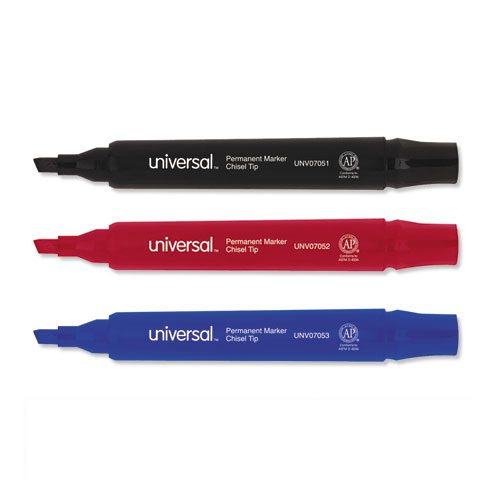 Universal™ Chisel Tip Permanent Marker, Chisel, Black, 60 per pack