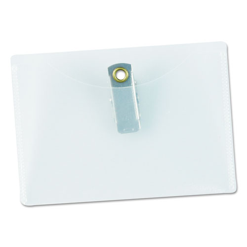 Image of Universal® Clear Badge Holders W/Garment-Safe Clips, 2 1/4 X 3 1/2, White Inserts, 50/Box
