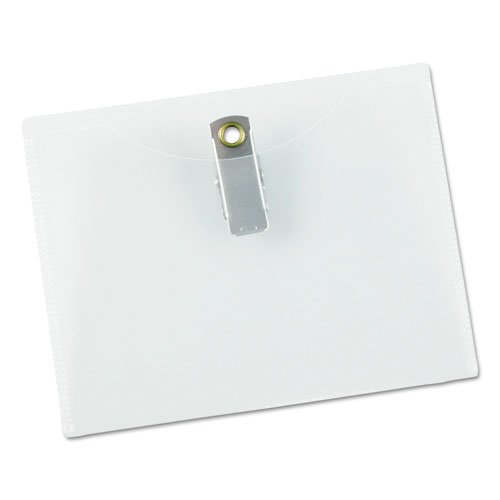 Image of Clear Badge Holders w/Garment-Safe Clips, 3 x 4, White Inserts, 50/Box