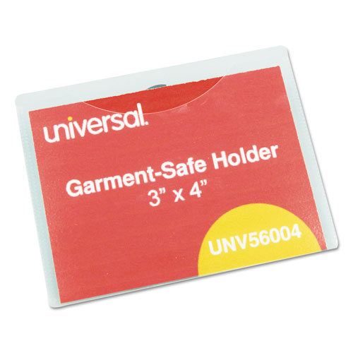 Image of Universal® Clear Badge Holders W/Garment-Safe Clips, 3 X 4, White Inserts, 50/Box