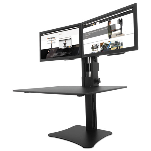 Victor® High Rise Dual Monitor Standing Desk Workstation, 28" x 23" x 10.5" to 15.5", Black