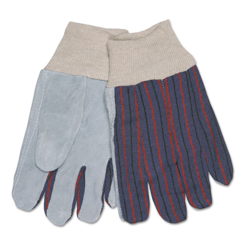 MCR™ Safety 1040 Leather Palm Glove, Gray/White, Large, Dozen