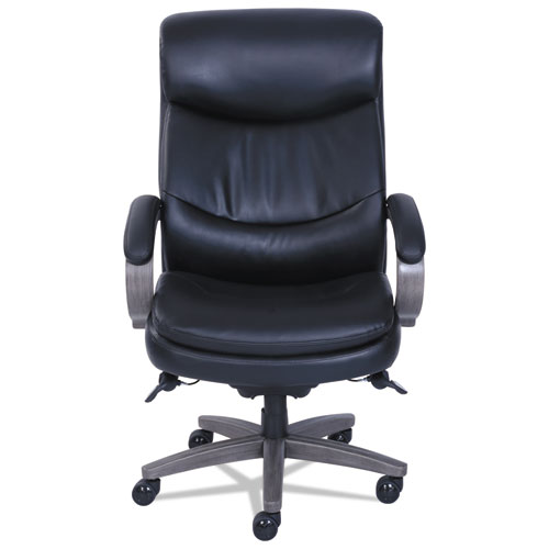 Woodbury Big/Tall Executive Chair, Supports Up to 400 lb, 20.25" to 23.25" Seat Height, Black Seat/Back, Weathered Gray Base