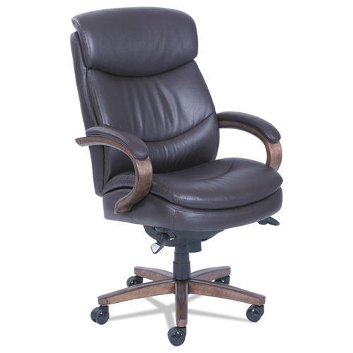 WOODBURY HIGH-BACK EXECUTIVE CHAIR, SUPPORTS UP TO 300 LBS., BROWN SEAT/BROWN BACK, WEATHERED SAND BASE