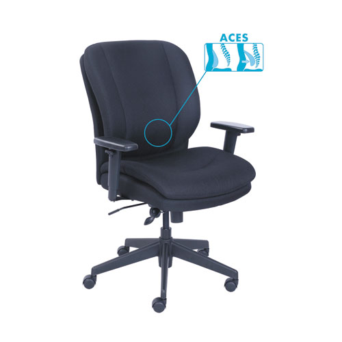 COSSET ERGONOMIC TASK CHAIR, SUPPORTS UP TO 275 LBS., BLACK SEAT/BLACK BACK, BLACK BASE