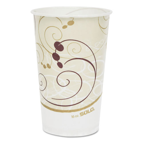 SOLO® Symphony Treated-Paper Cold Cups, ProPlanet Seal, 16 oz, White/Beige/Red, 50/Bag, 20 Bags/Carton