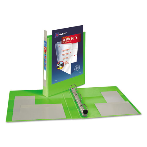 Image of Heavy-Duty View Binder with DuraHinge and One Touch EZD Rings, 3 Rings, 1" Capacity, 11 x 8.5, Chartreuse