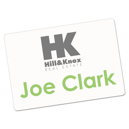 Image of Printable Adhesive Name Badges, 3.38 x 2.33, White, 100/Pack