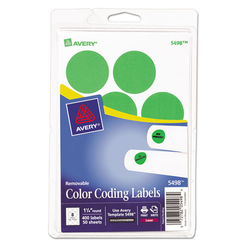 Avery® Printable Removable Color-Coding Labels, 1 1/4