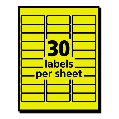 High-Visibility Permanent Laser ID Labels, 1 x 2.63, Neon Yellow, 750/Pack