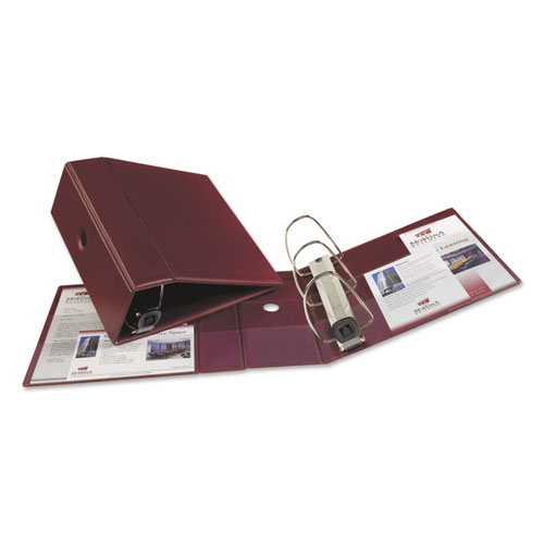 Image of Heavy-Duty Non-View Binder with DuraHinge, Three Locking One Touch EZD Rings and Thumb Notch, 5" Capacity, 11 x 8.5, Maroon