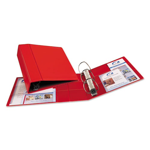Image of Heavy-Duty Non-View Binder with DuraHinge and Locking One Touch EZD Rings, 3 Rings, 4" Capacity, 11 x 8.5, Red