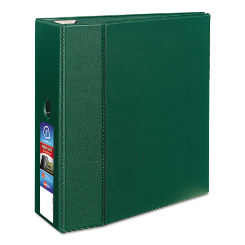 Heavy-Duty Non-View Binder with DuraHinge, Locking One Touch EZD Rings and Thumb Notch, 3 Rings, 5" Capacity, 11 x 8.5, Green