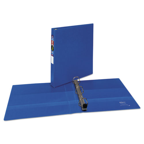 Heavy-Duty Non-View Binder with DuraHinge and One Touch EZD Rings, 3 Rings, 1" Capacity, 11 x 8.5, Blue