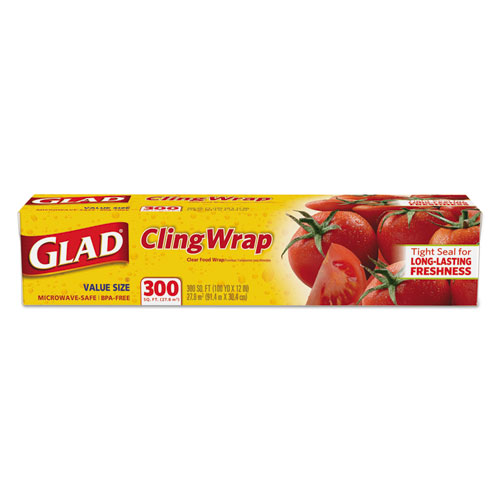 Glad® Cling Wrap Plastic Wrap, 300 Square Foot Roll, Clear