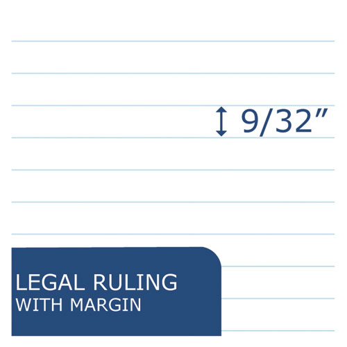 Image of USDA Certified Bio-Preferred Legal Pad, Wide/Legal Rule, 40 White 8.5 x 11.75 Sheets, 12/Pack