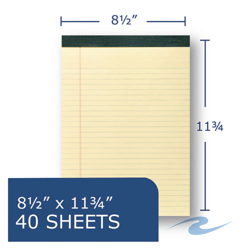 Image of Roaring Spring® Recycled Legal Pad, Wide/Legal Rule, 40 Canary-Yellow 8.5 X 11 Sheets, Dozen