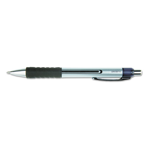 Comfort Grip Retractable Gel Pen, Medium 0.7mm, Black Ink, Silver Barrel, 36/Set