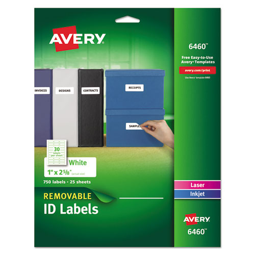 Removable Multi-Use Labels, Inkjet/Laser Printers, 1 x 2.63, White, 30/Sheet, 25 Sheets/Pack