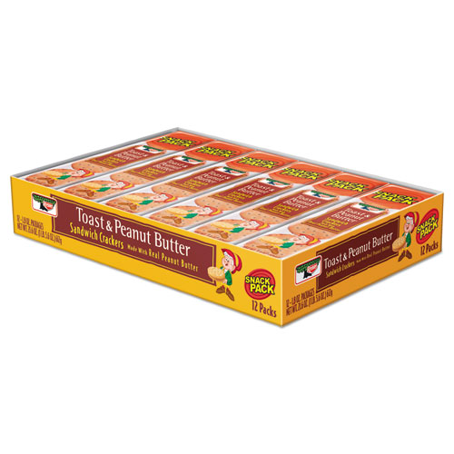 Image of Sandwich Crackers, Toast and Peanut Butter, 8 Cracker Snack Pack, 12/Box