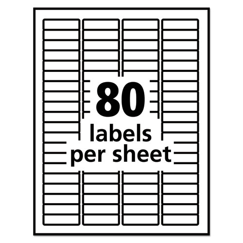 Removable Multi-Use Labels, Inkjet/Laser Printers, 0.5 x 1.75, White, 80/Sheet, 25 Sheets/Pack