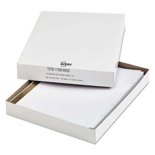 Office Essentials™ Index Dividers With White Labels, 5-Tab, 11 X 8.5, White, 25 Sets