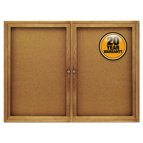 Quartet® Enclosed Bulletin Board, Natural Cork/Fiberboard, 24 x 36, Oak Frame