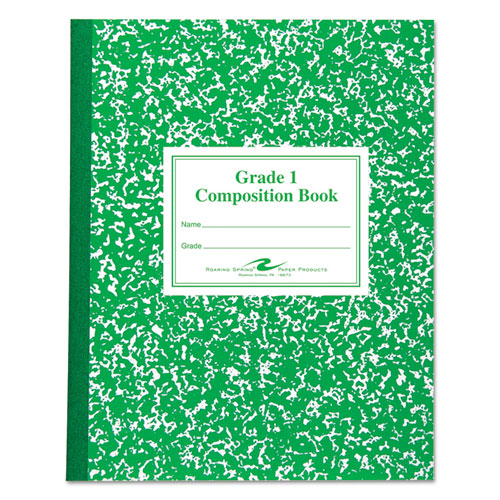 Grade School Ruled Composition Book, Manuscript Format, Green Cover, 9.75 x 7.75, 50 Sheets