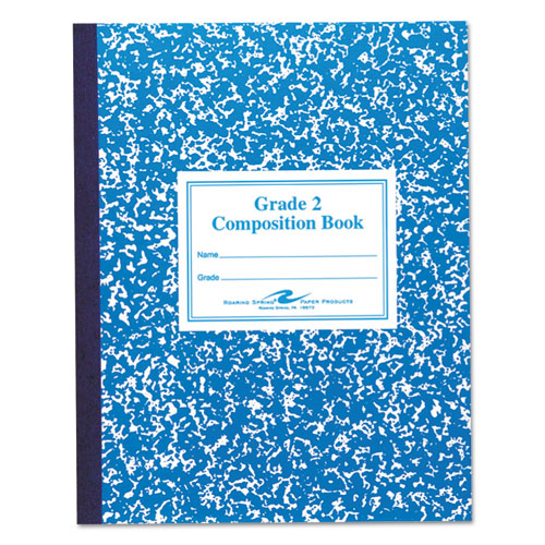 Grade School Ruled Composition Book, Manuscript Format, Blue Cover, 9.75 x 7.75, 50 Sheets