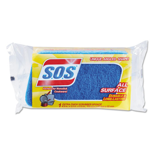 All Surface Scrubber Sponge, 2.5 x 4.5, 0.9" Thick, Dark Blue, 12/Carton