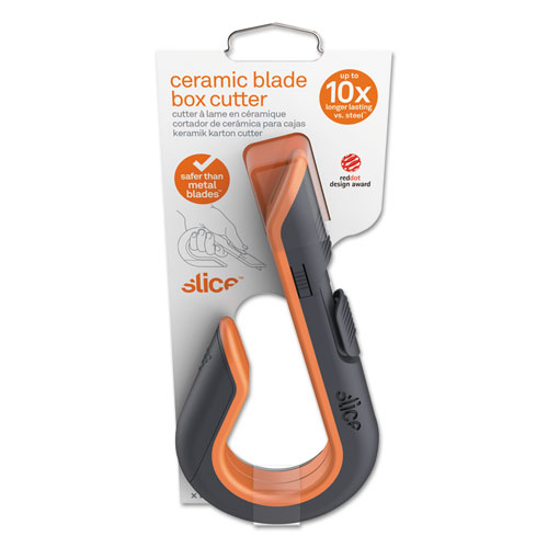 Box Cutters, Double Sided, Replaceable, 1.29" Carbon Steel Blade, 7" Nylon Handle, Gray/Orange