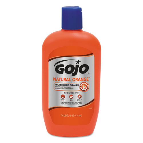 Gojo® Natural Orange Pumice Hand Cleaner, Citrus, 14 Oz Bottle, 12/Carton