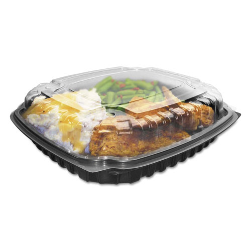 Anchor Packaging Culinary Basics Microwavable Container, 18 oz, 6.36 x 6.18 x 2.96, Clear/Black, 420/Carton
