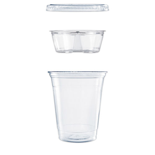 Clear Pet Cups With Single Compartment Insert, 12 Oz, Clear, 500/carton