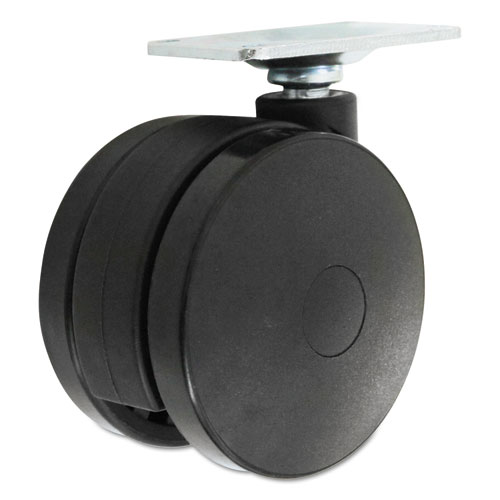 Image of Casters for Height-Adjustable Table Bases, Grip Ring Stem, 2" Wheel, Black, 4/Set