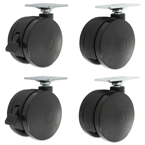 Casters for Height-Adjustable Table Bases, Black, 4/Set