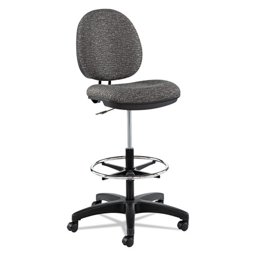 Image of Alera Interval Series Swivel Task Stool, Supports 275 lb, 23.93" to 34.53" Seat Height, Graphite Gray Seat/Back, Black Base